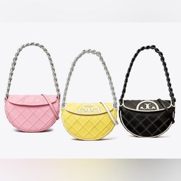 NWT Tory Burch Mini Fleming Crescent Bag in Black and White SOLD OUT $530+ - Picture 7 of 9